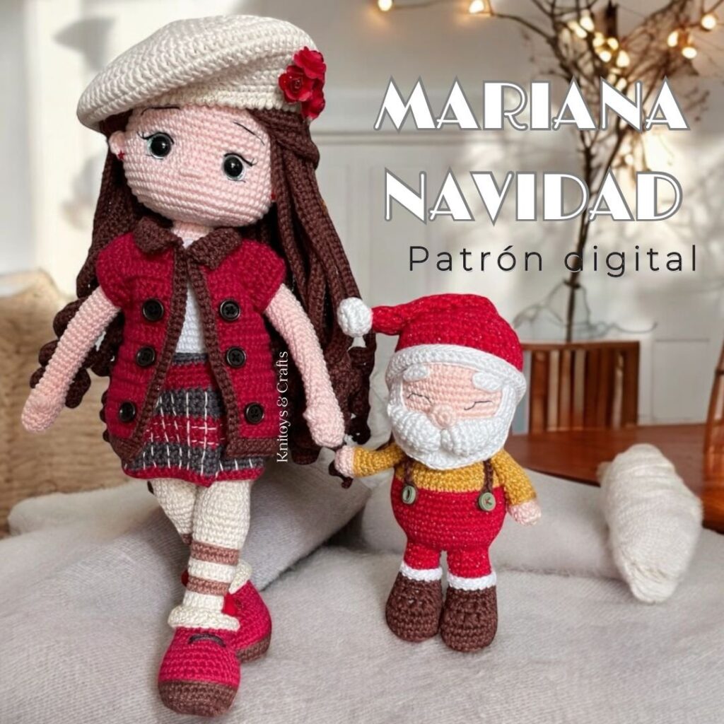 Muñeca Navideña Mariana + Mini Santa Claus