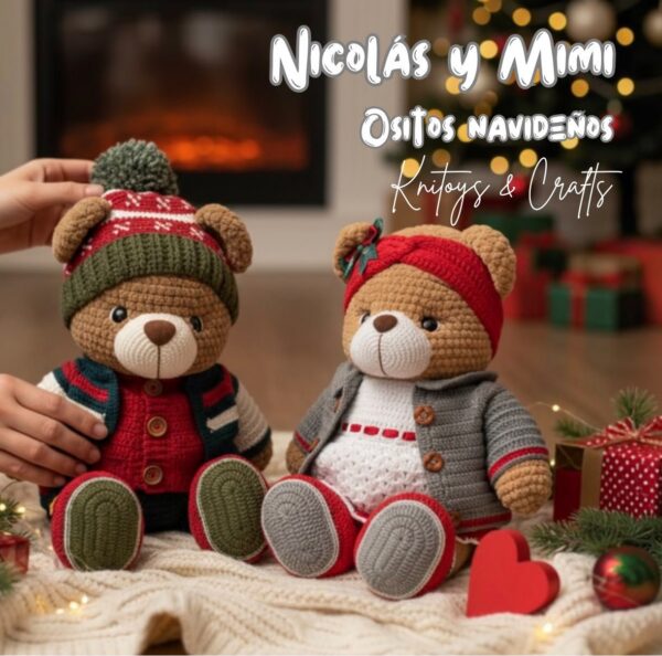 Ositos Navideños Amigurumis Nicolás y Mimi